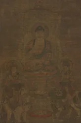 Tríade Shakyamuni: Buda Participado por Manjushri e Samantabhadra, c. 900