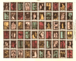 Folha de 60 vinhetas comemorativas da coroação do rei Jorge VI, 1937