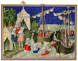 Navios trazendo provisões para o anfitrião inglês, campanha de Richard II na Irlanda, 1399, 1893
