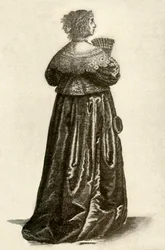 Mostra o vestido de uma dama inglesa, 1640, 1937.