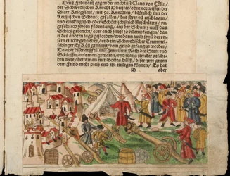 Cerco de Reval pelos russos em 1578. Da coleção de notícias de Johann Jakob Wicks ...