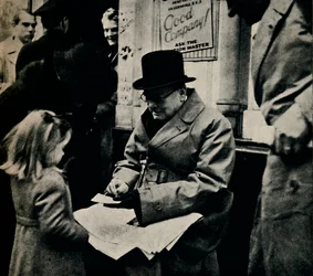 Autógrafos de assinatura no país norte, c1945.