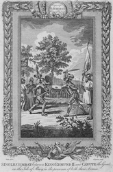 Único combate entre o rei Edmund II e Canuto, o Grande, na ilha de Abney, 1787