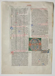 única folha de um decreto por Graciano: Q inicial Decorado [uidam ter trazido], c1160-1165