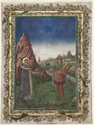 Folha Única de um Missal: Dois Santos, finais dos anos 1400.