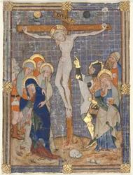Miniatura única retirada de um missal: a crucificação, c. 1385-1390.