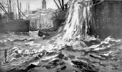 Naufrágio do navio mercante Stamboul, porto de Istambul. 25 de maio de 1915