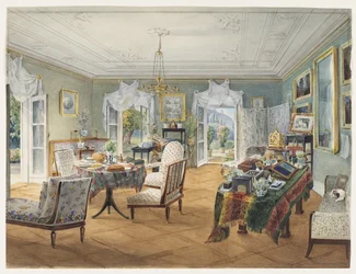 Sala de estar em uma propriedade rural, 1830-1840