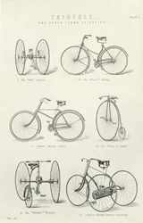Seis formas antigas de bicicletas e triciclos, século XIX
