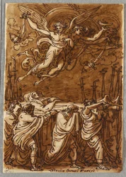 Sketchbook Folio, Os Apóstolos Carregando o Corpo da Virgem para a Tumba, Estudo após Lodovico Carracci