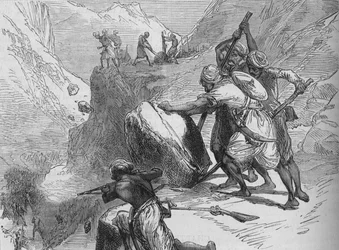 Skirmish em uma passagem de montanha, c1880