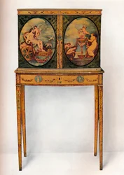 Armário de mogno pequeno no suporte, c1680
