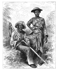 Apanhador de cobras e menina de carvão, Martinica, c1890