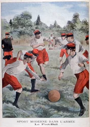Soldados do exército francês jogando futebol, 1902