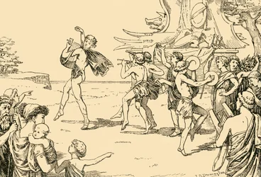 Sófocles lidera o coro de jovens, 1890.