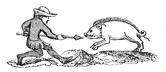 Lança um Javali, século XIV, 1833