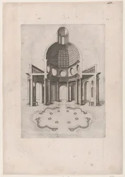 O Espelho Romano da Magnificência: Planta interior e térrea de um templo octogonal, ..., séc. XVI.