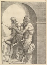 Speculum Romanae Magnificentiae: Pan Ensinando o Jovem Olimpo a tocar flauta, ca. 1540-80.