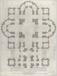 Vidro romano magnífico: Plano de St. PETERS, 1549.