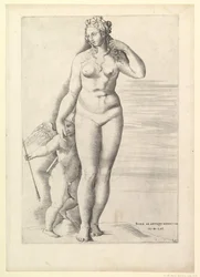 Vidro romano magnífico Vênus e Eros, 1561.