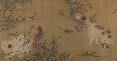 Jogo de primavera em um jardim Tang, do século XVIII.