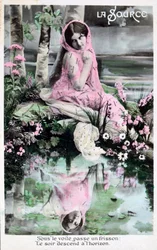 Primavera, cartão postal vintage francês, c1900