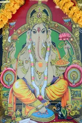 Templo Sri Thenday Yutthapani. Ganesh. Pintura. Cidade de Ho chi Minh. Vietnã