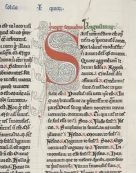 &39;Ópera&39; de Santo Agostinho de Hipona, Fol 151 verso, detalhe, c.1200 (caneta e tinta sobre pergaminho)