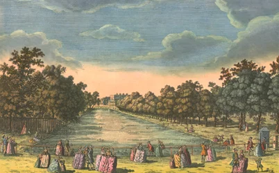 St James Park e casa de Buckingham, c1763.