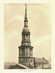 St Leonard, Shoreditch, The Steeple, meados do século XIX.