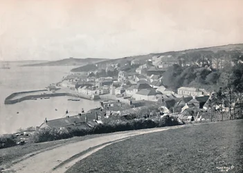 St. Mawes - mostrando o porto e o castelo, 1895