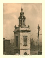 St Michael, Paternoster Royal, The Steeple, meados do século XIX.