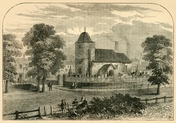 Igreja de St. Pancras em 1820, c1876.