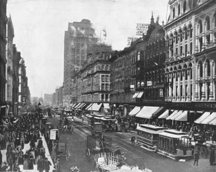 State Street, Chicago, Illinois, EUA, c1900.