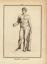 Estátua de Hércules Pomarius, herói e deus romano, com um grande clube
