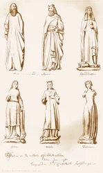 Estátuas no exterior do salão da guilda, 1783, 1886