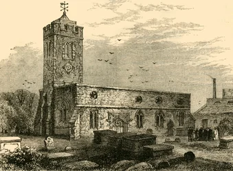 Stoke Newington Church, 1750, c1876.