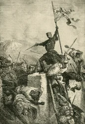Ataque de Constantinopla por Baldwin, Conde de Flandres, 1204, 1890.