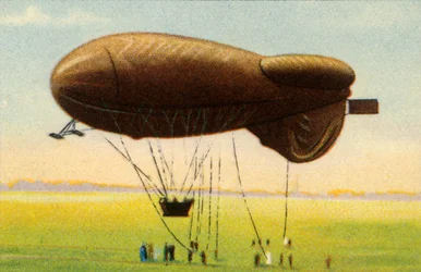 Balão de barragem aerodinâmico com cesta, 1918, 1932.