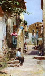 Cena de rua, Taormina, Sicília, Itália, c1923