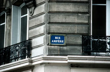 Placa de rua, Rue Ampere, Paris, França