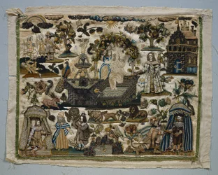 Painel Stumpwork: História de David e Bathsheba, 1658.