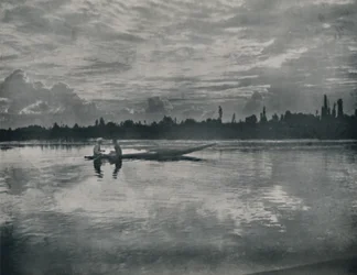 Pôr do sol no lago Dal, Caxemira, 1936.