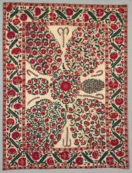 Suzani com sprays florais, 1800-1850.