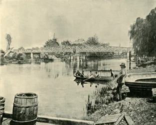 Ponte de balanço sobre o Latrobe, 1901.