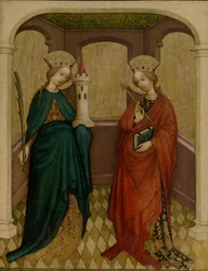 Painel com Santa Bárbara e Santa Úrsula
