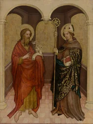 Painel com São João Batista e um santo bispo