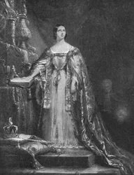 A prestar juramento de manter a fé protestante na sua coroação, 28 de junho de 1838, 1901.