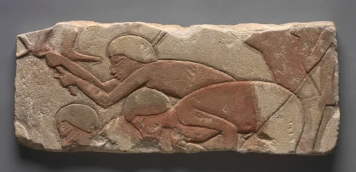 Talatat: Homens cavando a terra, c. 1353-1347 aC.