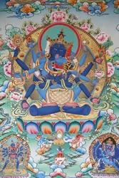 Tantrisme : deusa tântrica tibetana. Mosteiro de Kopan, Kathmandu, Nepal